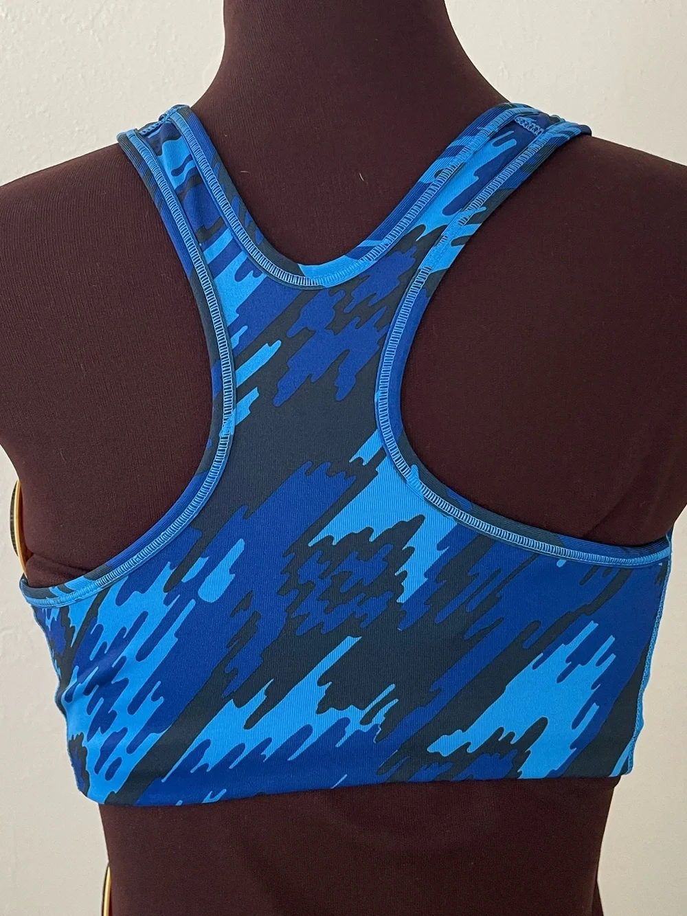 Nike Blue Camo Racerback Sports Bra with White Swoosh